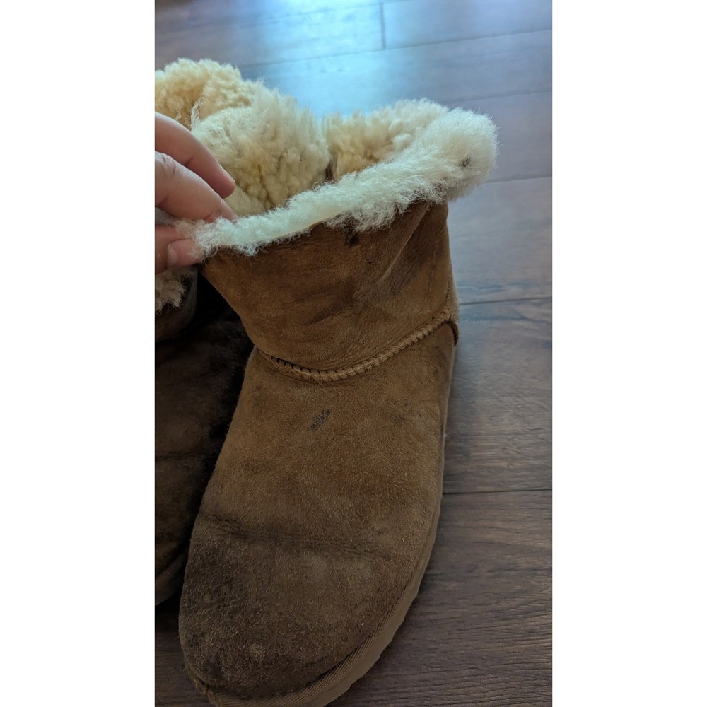 UGG Womens Gita Chestnut Suede Sheepskin Bow Ankle Boots 1018517 Size 8 - Picture 2 of 6